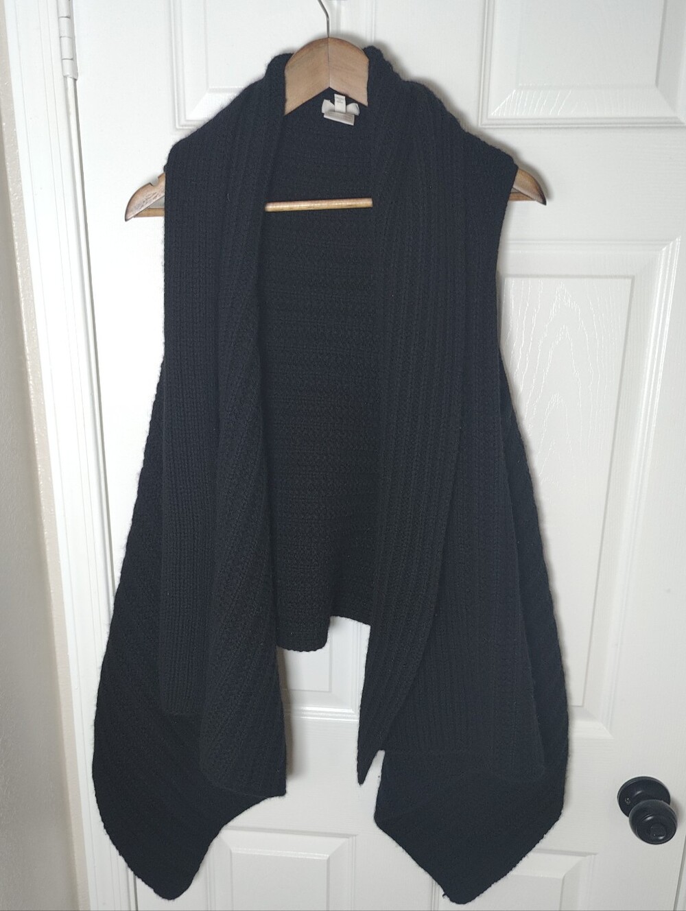 Joie Black Open Front Chunky Knit Wool Yak Cardigan Poncho Oversized XXS (S Reg)
